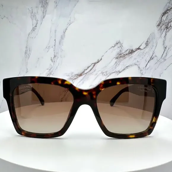 New CHANEL Sunglasses Brown Butterfly Gold Polarized Brown Lens